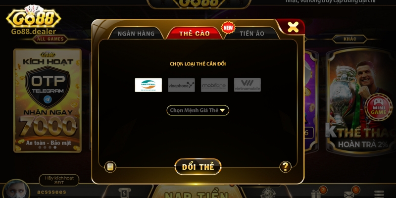 Rút Tiền Go88 - Hướng Dẫn Rút Tiền Thắng Cược Nhanh, Thành Công 100% 2 Chia sẻ thủ tục đổi tiền thắng thành thẻ cào điện thoại tại Go88